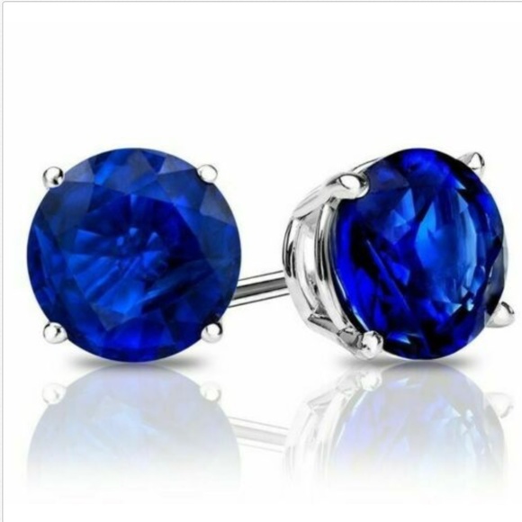 Swarovski Jewelry - 18K Gold  Blue Sapphire Swarovski Crystal Studs